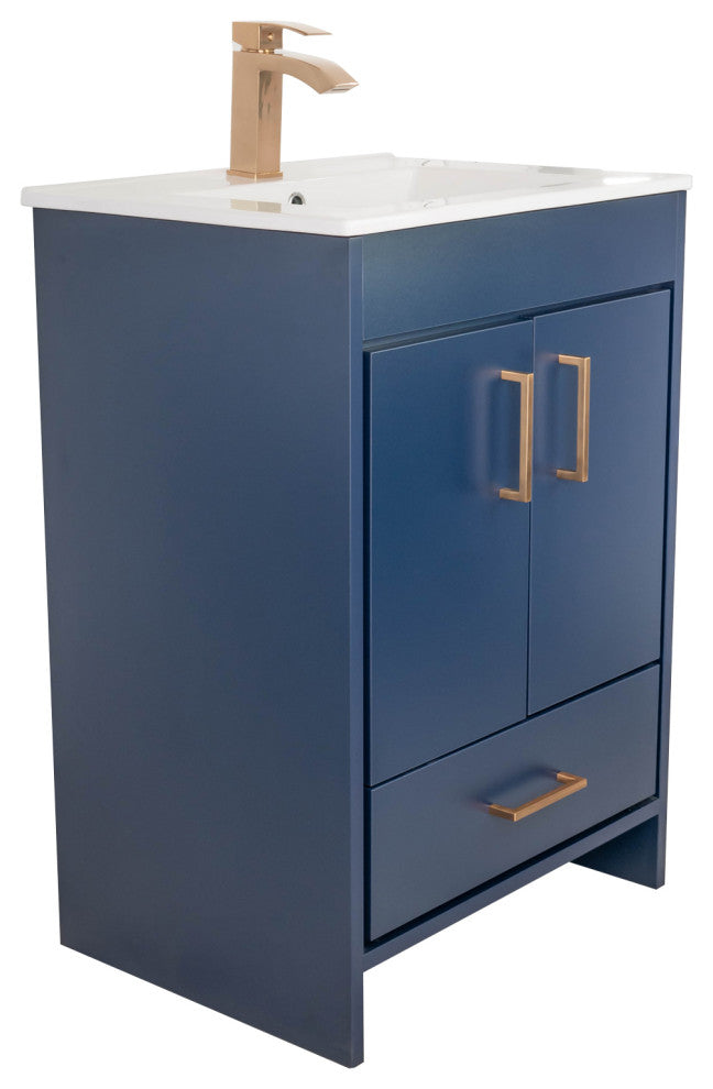 Skylar 24" Single Sink Freestanding Bathroom Vanity Set, Matte Blue
