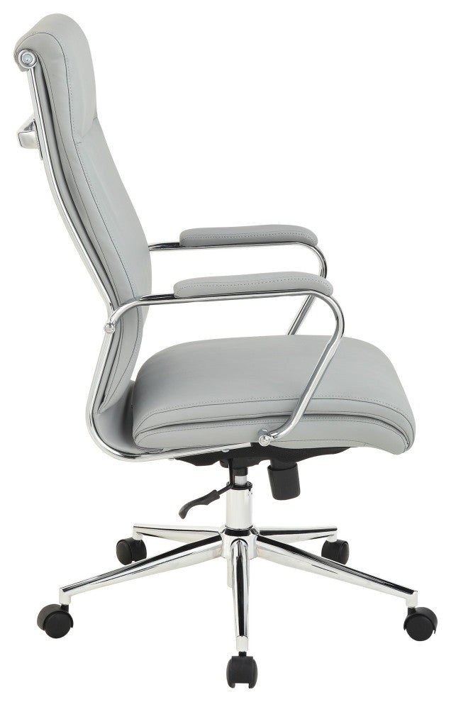 High Back Manager's Office Chair With Dillon Steel Fabric and Chrome Base