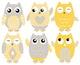 Owls Fabric Wall Decals, Set of 6, Orange, 12" Tall