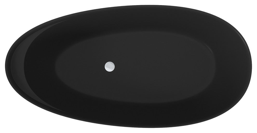 67in Solid Surface Freestanding Bathtub in Matte White, Matte Black