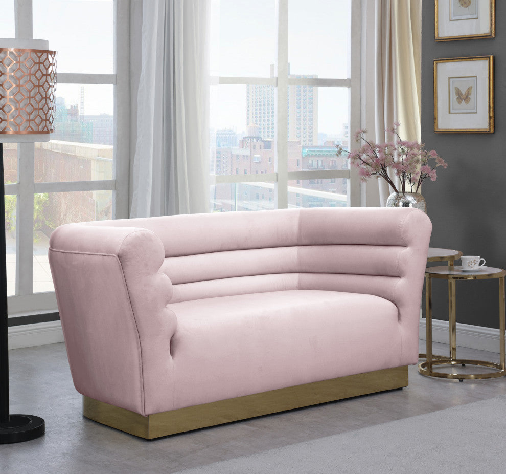 Bellini Velvet Upholstered Loveseat, Pink