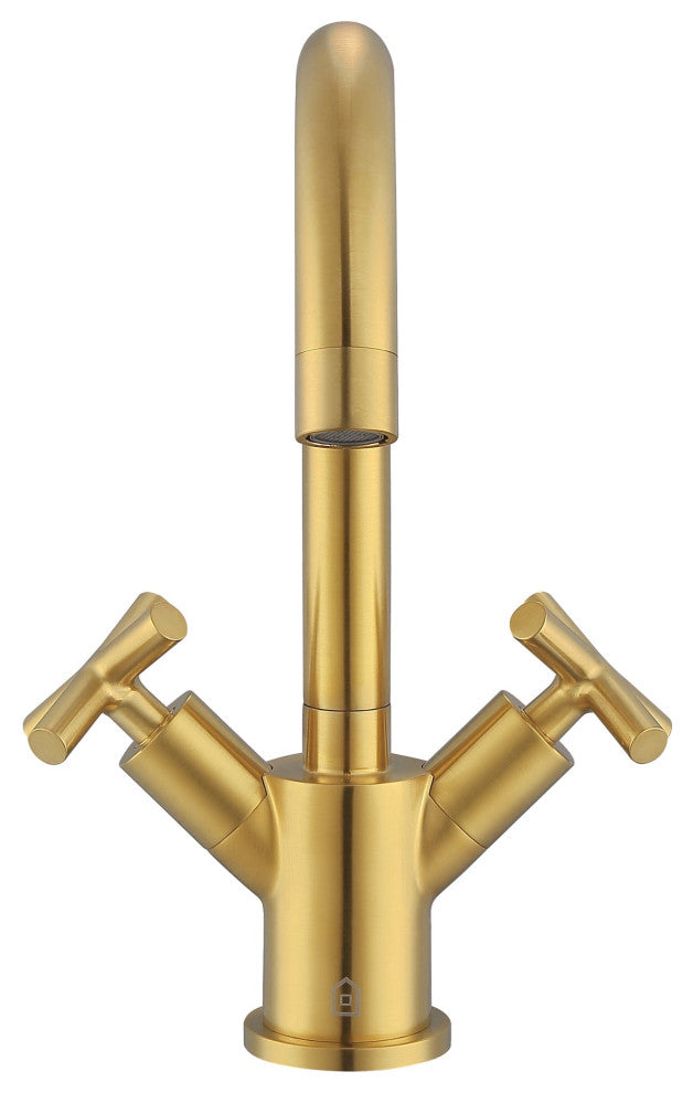 Ancona Ava Single Hole Cross Handle Bathroom Faucet, Titanium Gold Finish