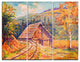"Railway Track in Village" Glossy Metal Wall Art, 3 Panels, 36"x28"