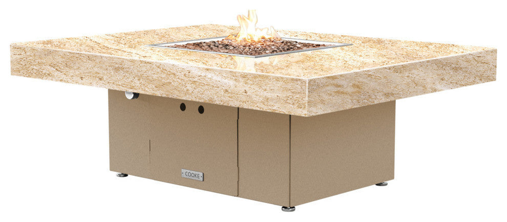 Rectangular Fire Pit Table, 48x36, Natural Gas, So Cal Special Top, Beige