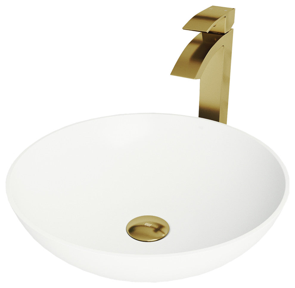 Lotus 16"L x 16"W MatteStone Vessel Sink and Duris 12"H Faucet Set
