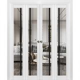 Double Bi-fold Doors | Lucia 2566 White Silk Clear Glass | Sturdy Tracks