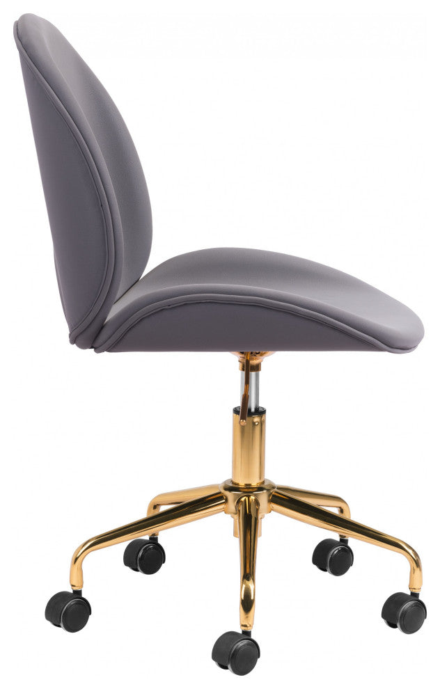 Contempo Gray Velvet and Gold Rolling Office Chair