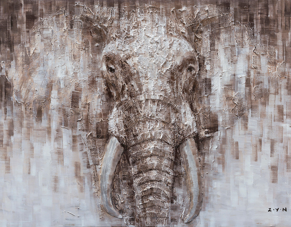 "An Elephant's Tusk Hand Painted" Canvas Artwork, 48"x36"