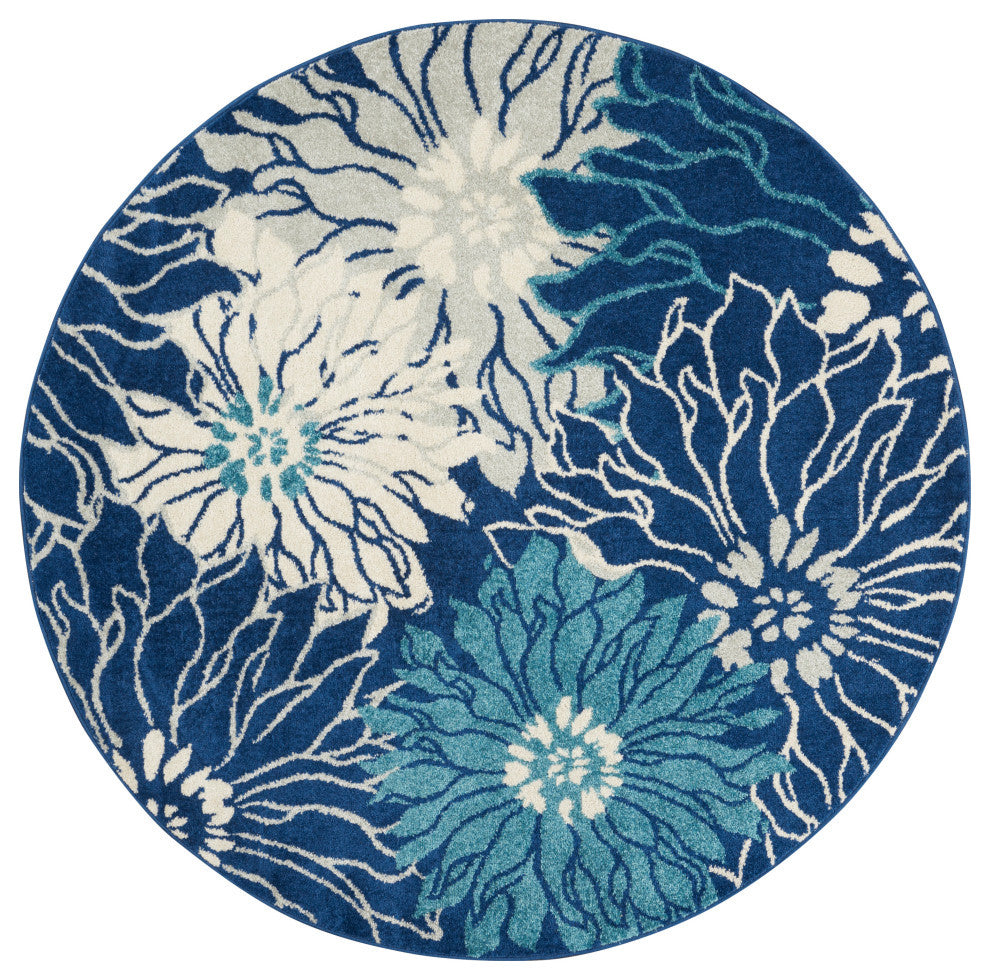 Nourison Passion 4' x Round Navy/Ivory Contemporary Indoor Area Rug