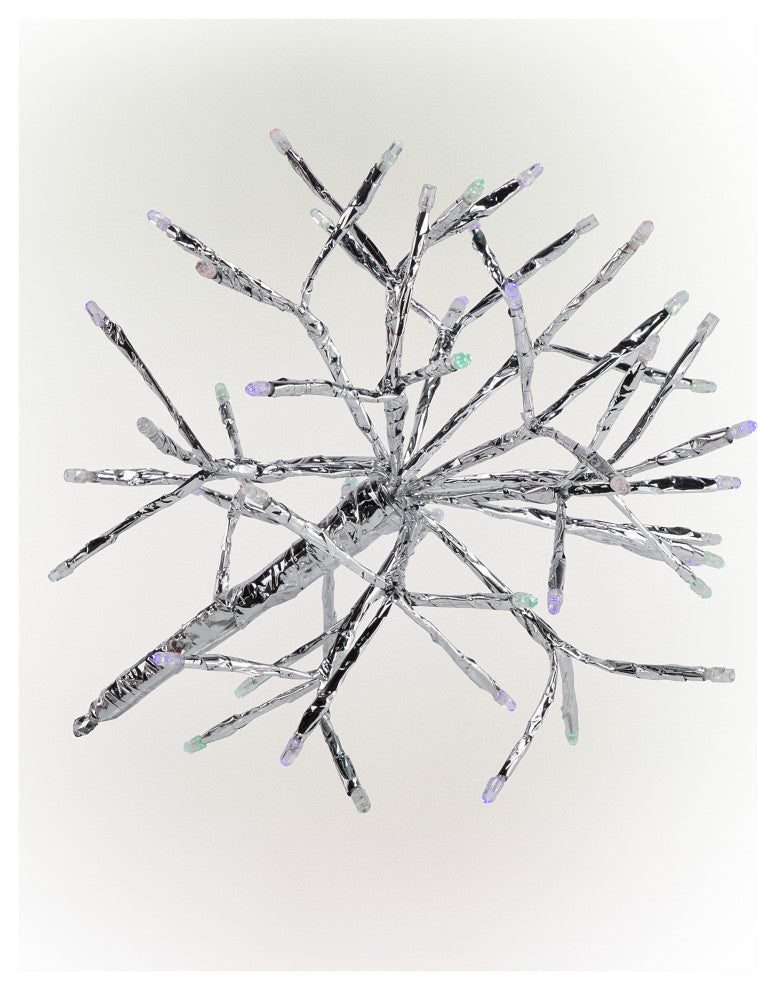 10"H Indoor Christmas Snowflake Ornament with Multi-Colored LED Lights, Silver