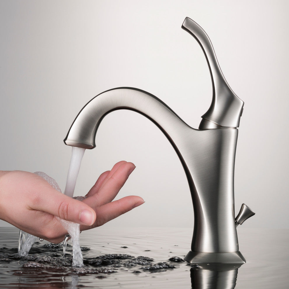 Elavo Square Ceramic Vessel Sink, Bathroom Arlo Faucet, Drain, SFS Stainless