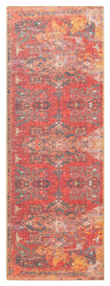 VER04 Vera Red Power Loomed Indoor Area Rug, Red, 2'6" X 9'