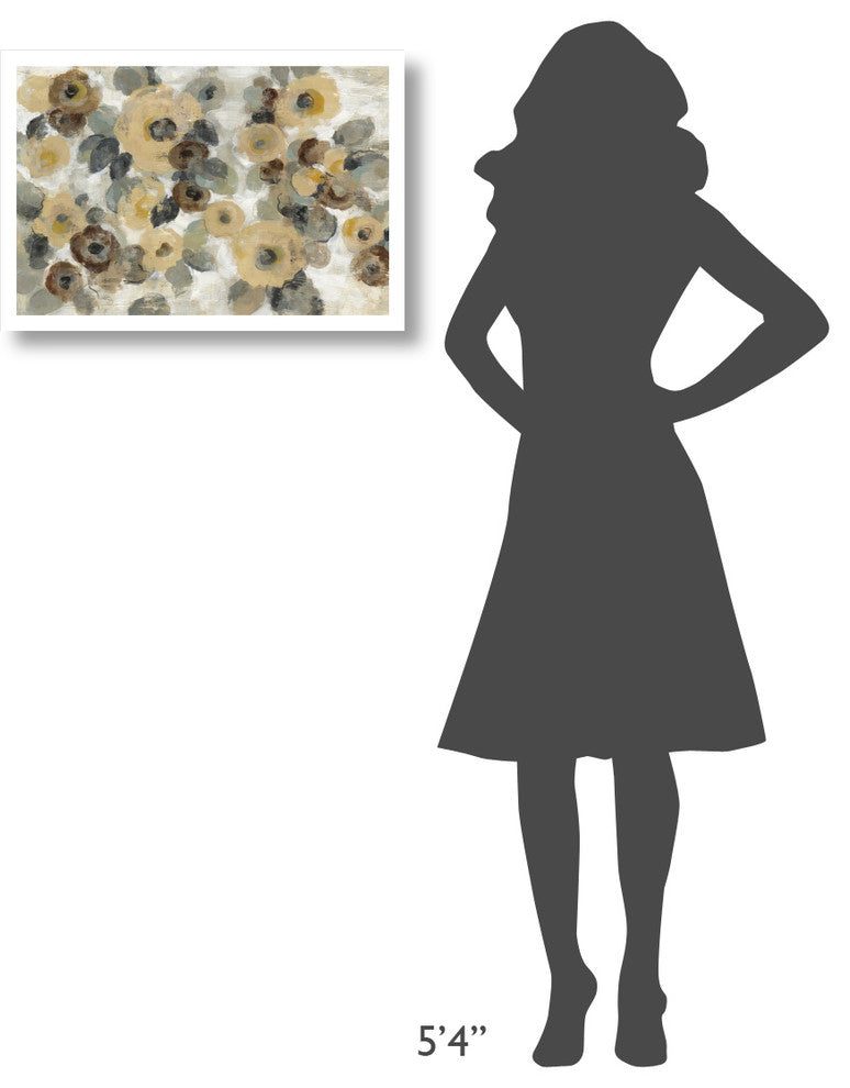 "Neutral Floral Beige I" Digital Paper Print by Silvia Vassileva, 26"x18"