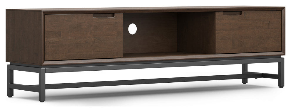 Banting Solid Hardwood 72" Low TV Stand, Walnut Brown