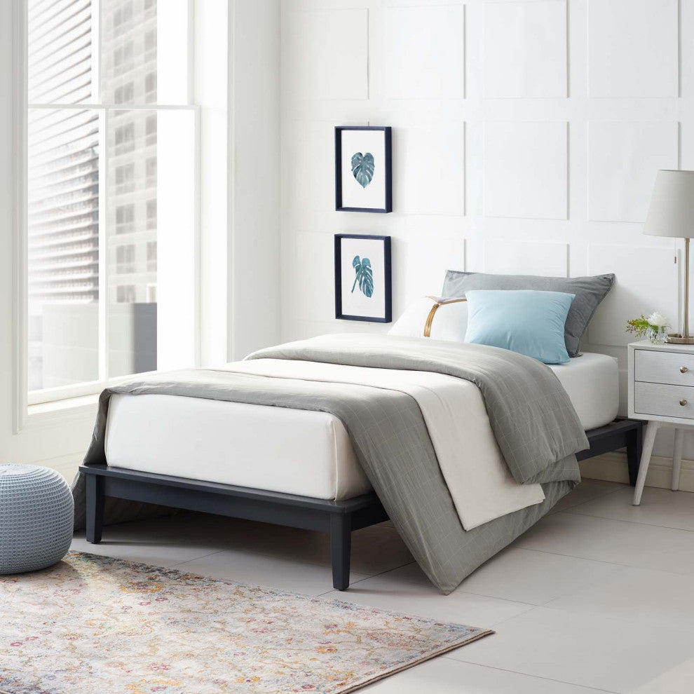 Gray Lodge Twin Wood Platform Bed Frame