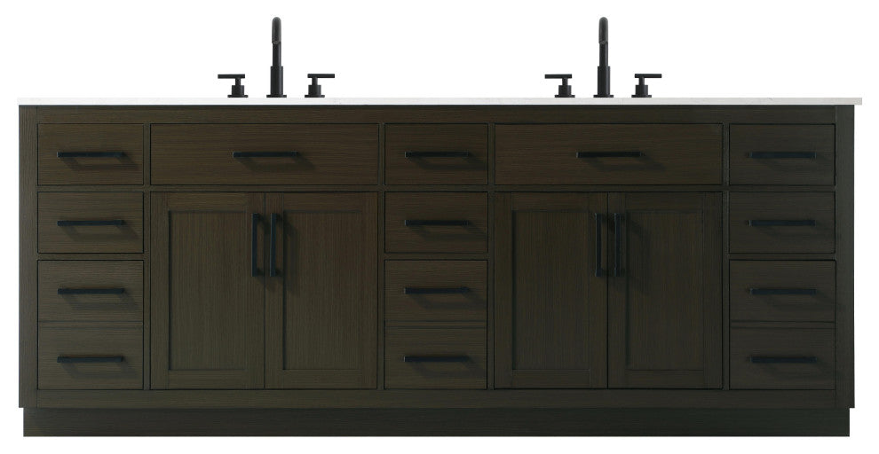 Home Living 84" Double Bathroom Vanity, Mocha Brown