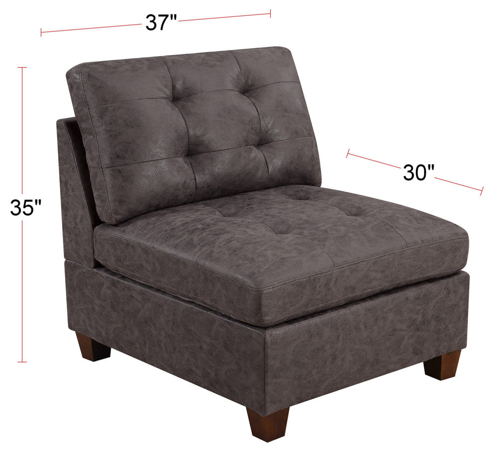Living Room Armless Chair, Dark Brown