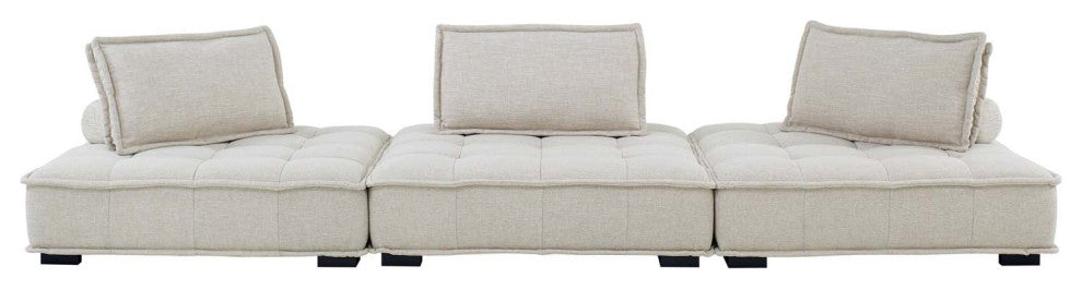 Modular Deep Tufted Sofa Set, Beige, Fabric, Modern, Lounge Hotel Hospitality