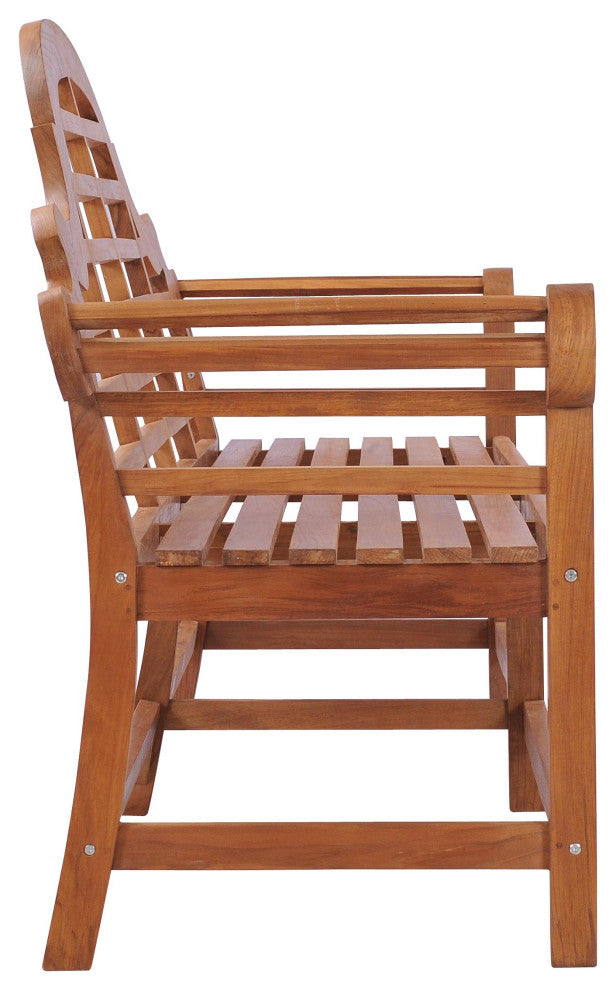 Teak Wood Lutyens Quadruple Outdoor Patio Bench, 8 Foot