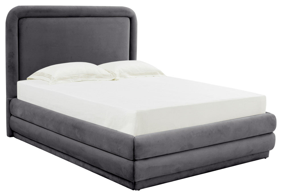 Briella Dark Gray Velvet Bed in Full