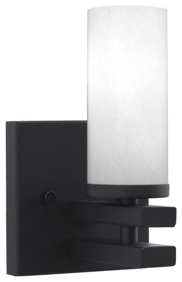 Belmont Wall Sconce, Matte Black Finish, 2.5" White Marble
