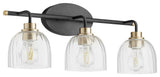 Quorum 507-3-6980 Three Light Vanity, Black w Aged Brass Finish