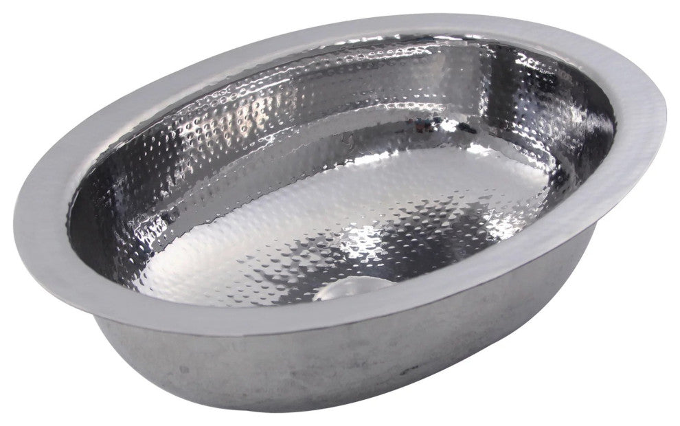 Nantucket Sinks OVS Hand Hammered Stainless Steel Oval Undermount Bath Sink