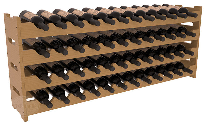 48-Bottle Scalloped Wine Rack, Pine, Oak + Satin