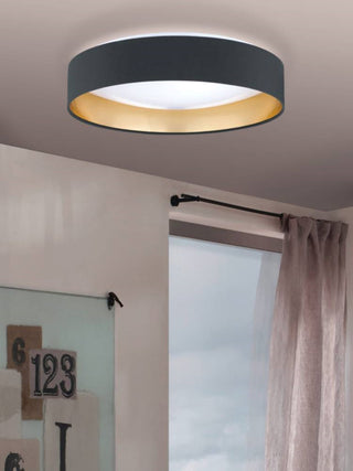 LED Ceiling Light With Black and Gold Finish and White Plastic Diffuser