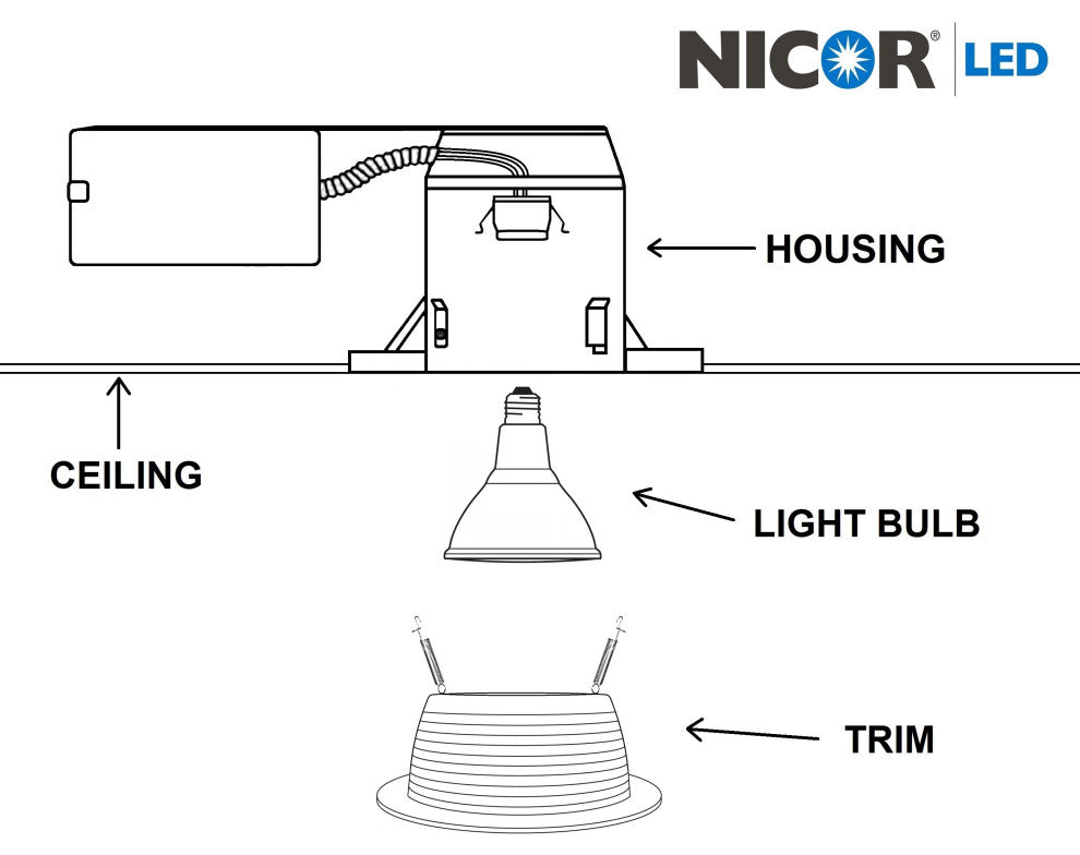 NICOR 6 inch White Recessed Baffle Trim, Bronze
