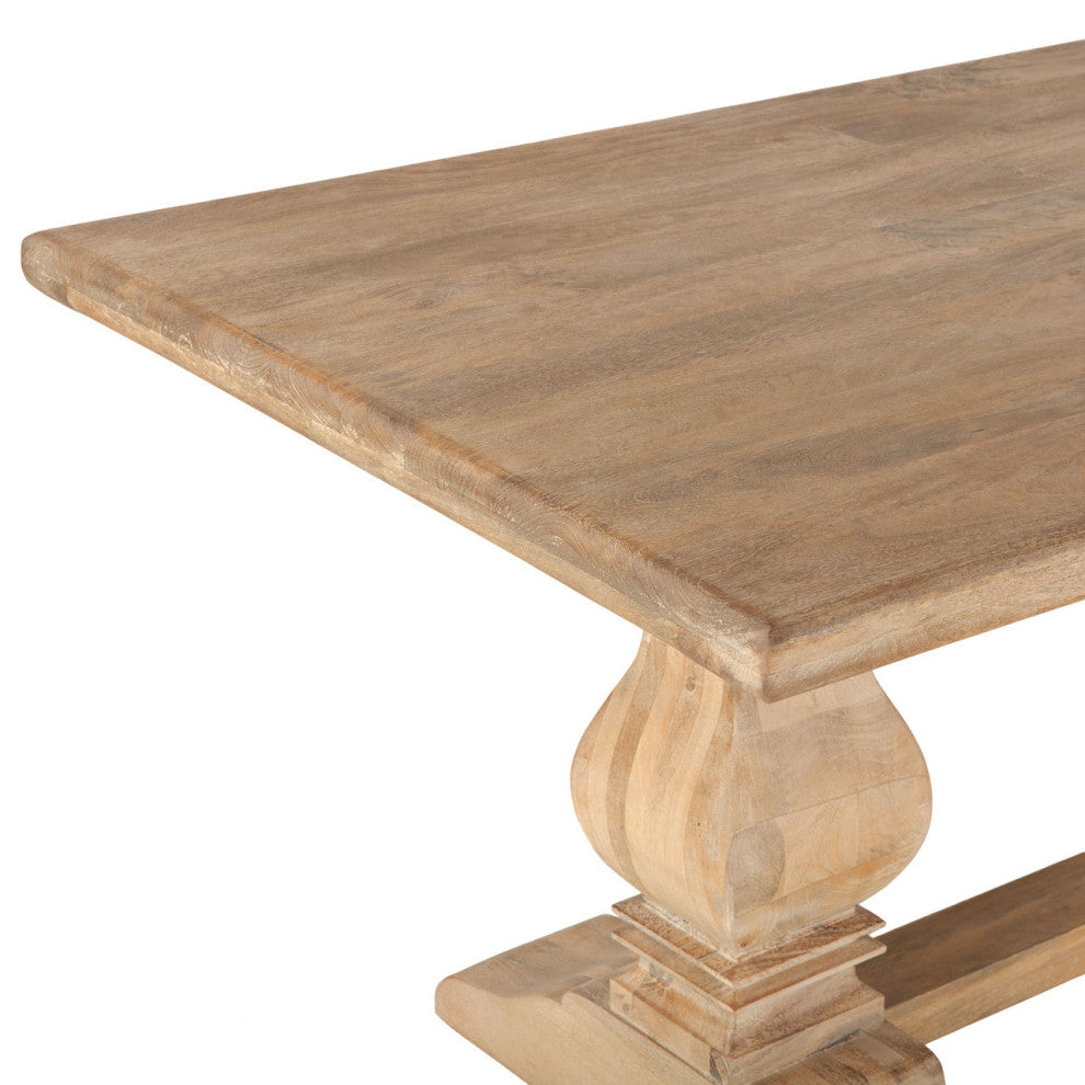 French Farmhouse Solid Wood Trestle Dining Table 72"