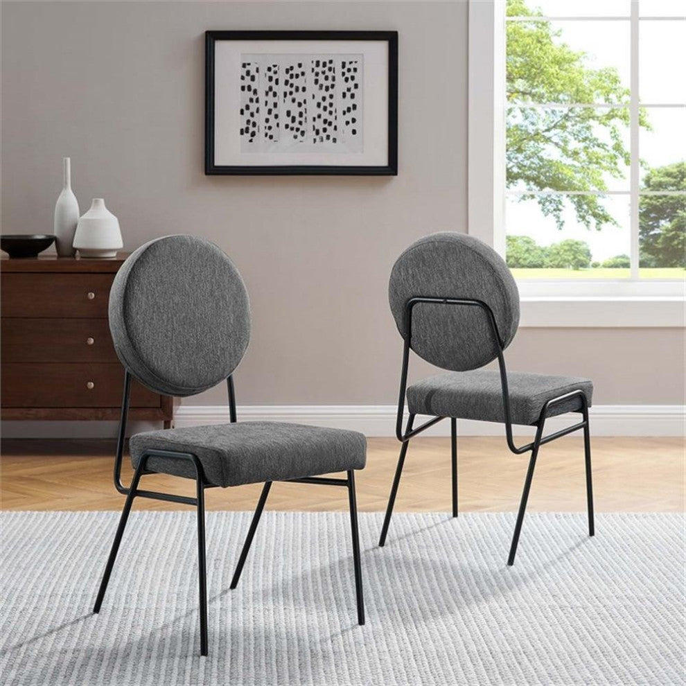 Modway Craft 18.5" Upholstered Fabric Dining Side Chair in Charcoal (Set of 2)