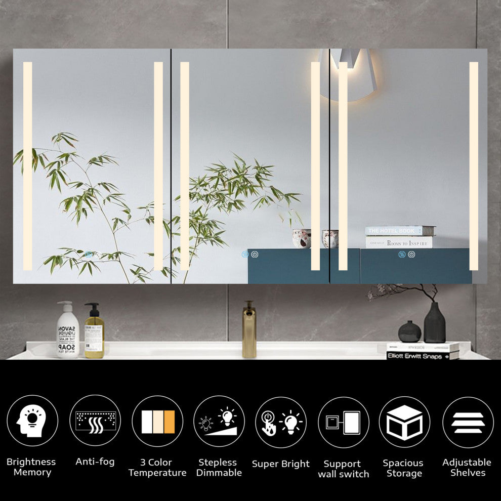 60" W x 30" H Aluminum Surface Mount Medicine Cabinet, Shelves