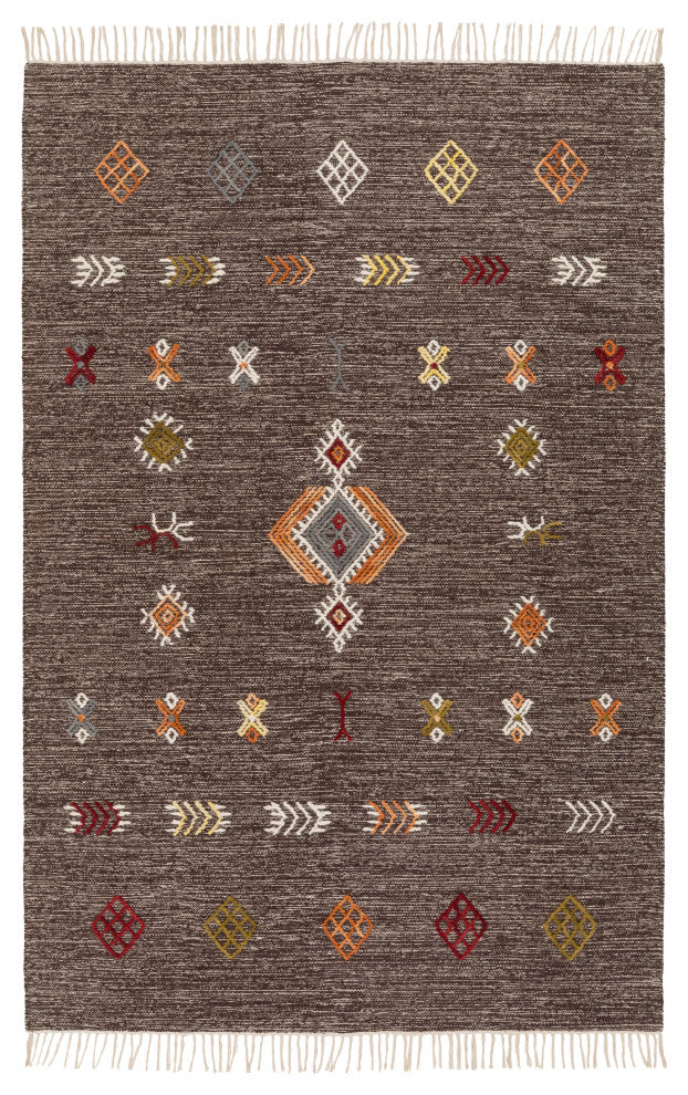 Surya Zanafi ZNF-2304 2'6"x8' Rug, Brown/Khaki/Gray/Olive/Peach/Burnt Orange/Red
