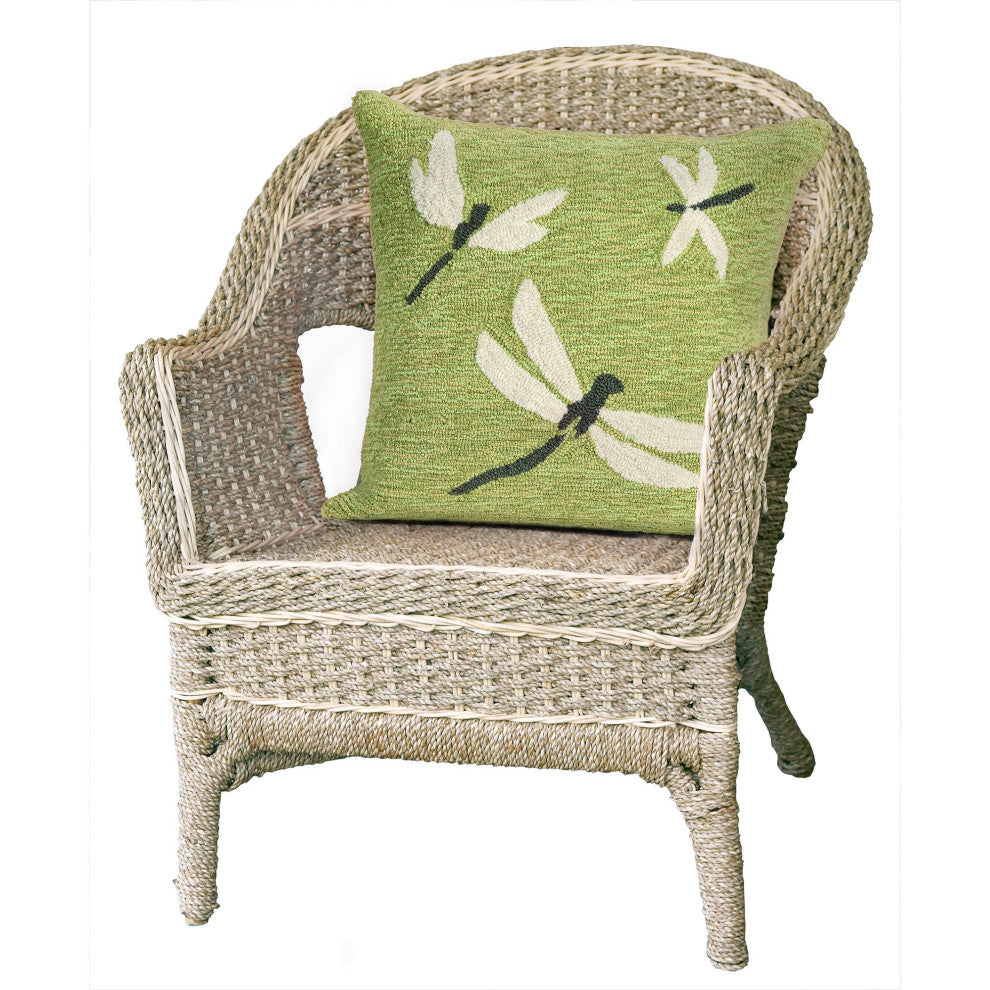 Frontporch Dragonfly Pillow, Green, 18"x18"