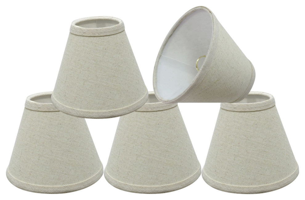 32101-5 Small Hardback Empire Chandelier Clip On Lamp Shade Oatmeal 3"x6"x5"