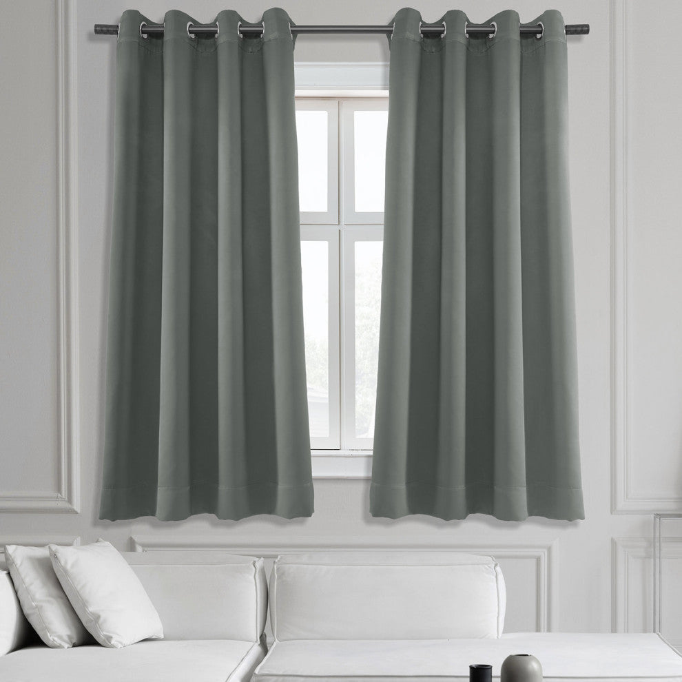 Neutral Grommet Gray Room Darkening Curtain, Set of 2, 50"x63"