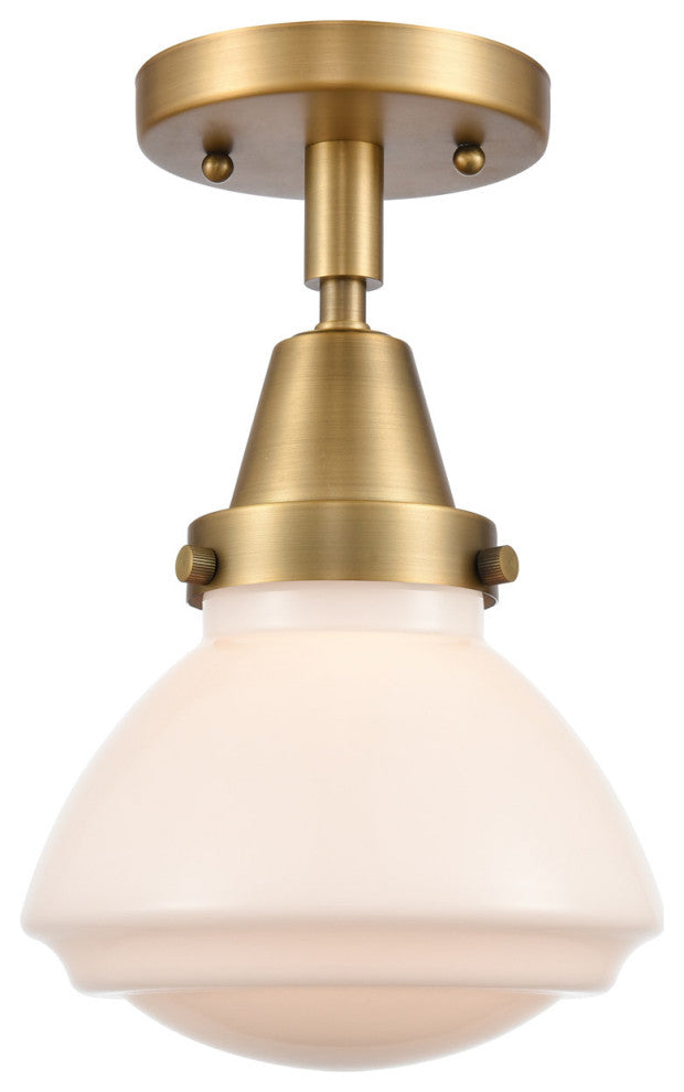 Innovations 447-1C-BB-G321 Olean 1 Light 6.75" Flush Mount, Brushed Brass