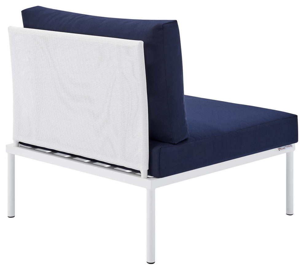 Harmony Sunbrellaï¿½ Outdoor Patio Aluminum Armless Chair-White Navy