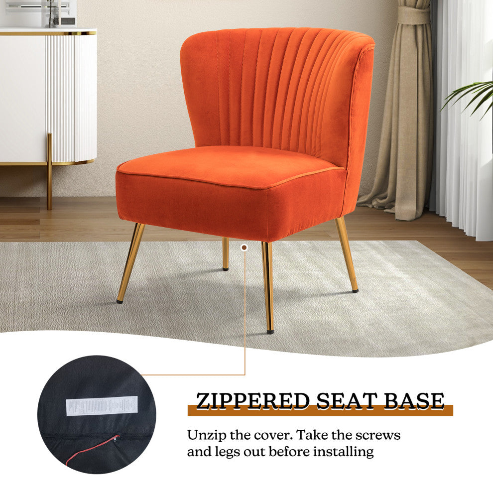 Velvet Accent Dining Chair, Orange