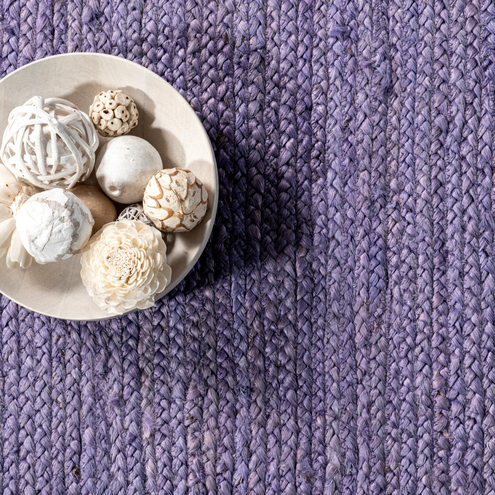 Nuloom Rigo Hand Woven Farmhouse Jute Rug, Purple 6' x 9'