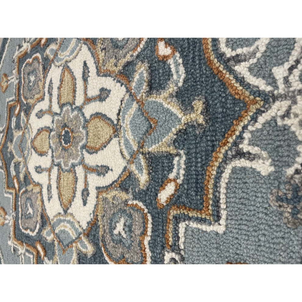 5" Round Blue Traditional Medallion Area Rug