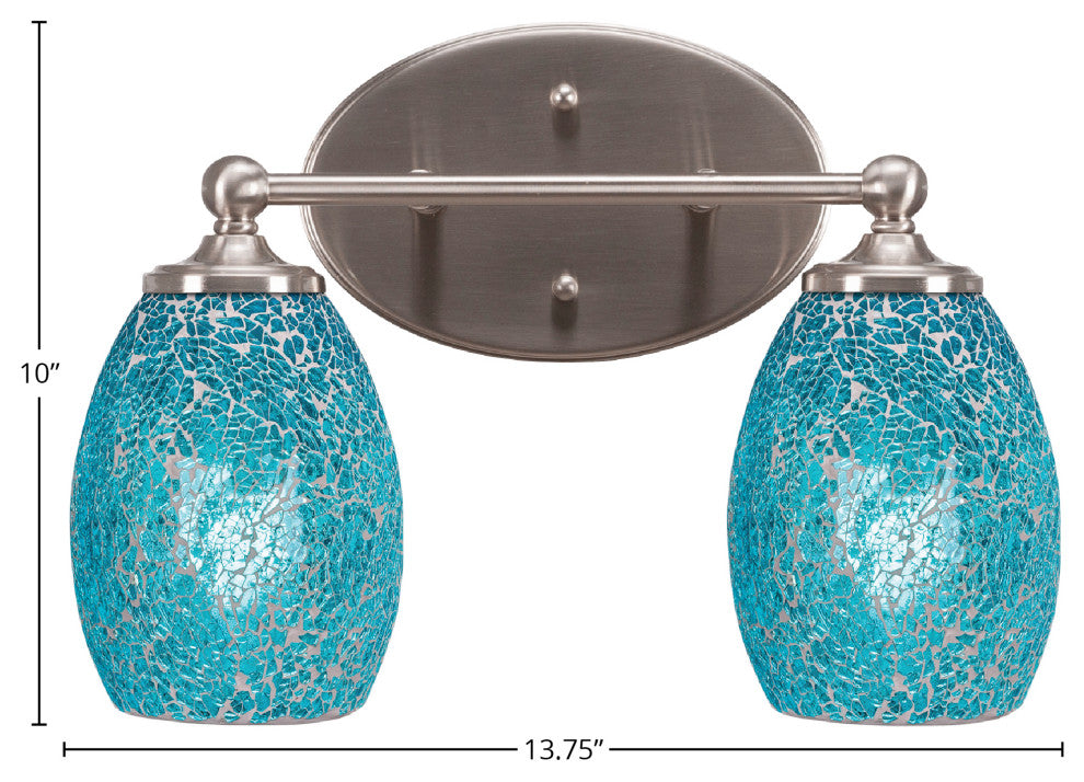 Capri 2-Light Bath Bar, Brushed Nickel/Turquoise Fusion