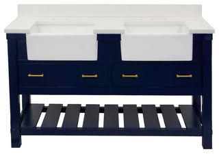 Charlotte 60" Bathroom Vanity, Royal Blue, Quartz, Double