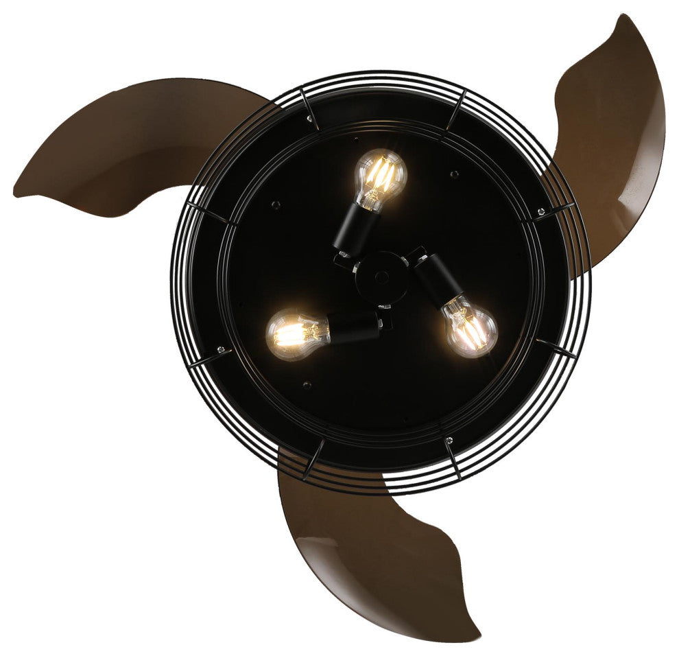 36" Black Industrial Retractable Ceiling Fan with Remote Control, Black