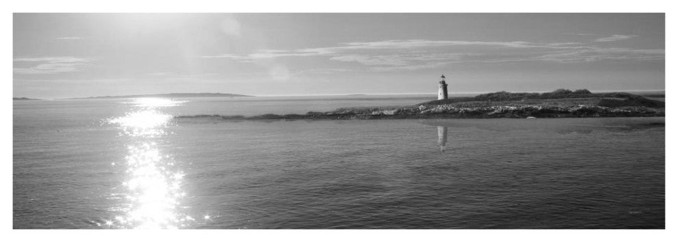 "Lighthouse Sound Black and White" Digital Paper Print by Sue Schlabach, 38"x14"
