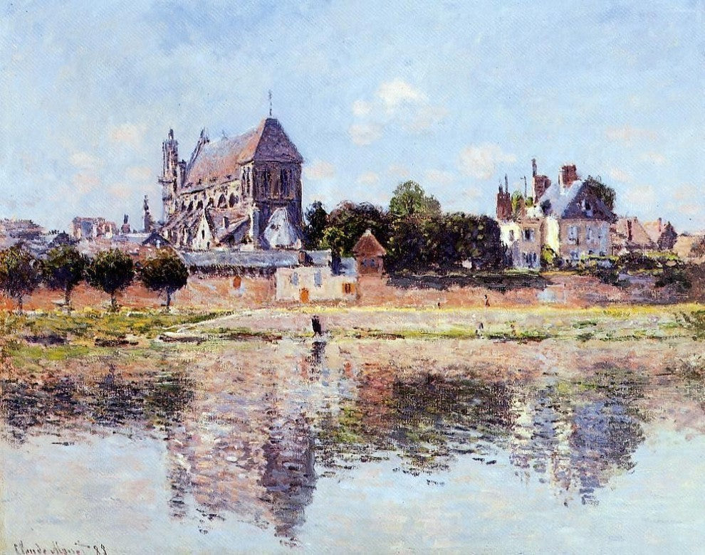 Claude Oscar Monet View of the Church at Vernon 20"x25" Premium Canvas Print