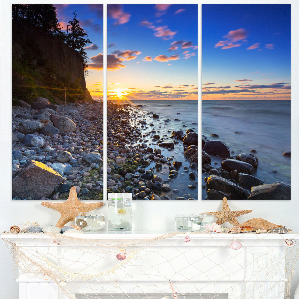 "Baltic Sea and Orlowo Cliff at Sunrise" Wall Art, 3 Panels, 36"x28"