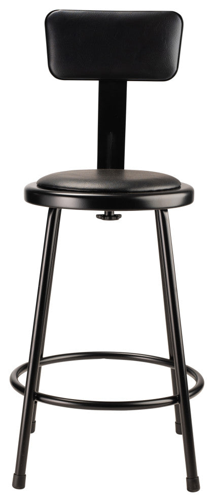 NPS 24"Heavy Duty Vinyl Padded Steel Stool With Backrest, Black