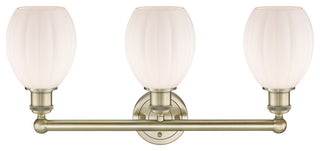 Eaton 3-Light 24" Bath Vanity Light, Antique Brass Finish, Matte White Shade